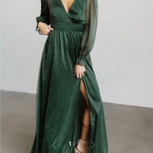 Carmen Shimmer Sparkle Emerald Gown